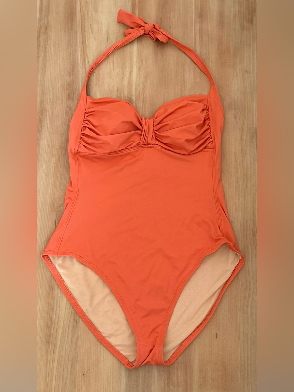 Tommy Bahama Pearl Retro Glam Ruched Bust Halter One-Piece Swimsuit Orange 10